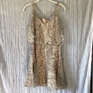 Lulu’s Tanis Beige Printer Skater Dress